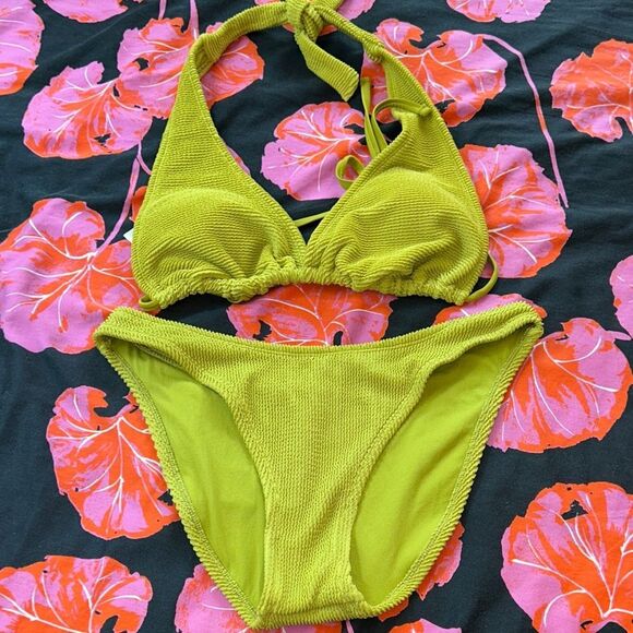 Wild Fable 70s groovy look👀 Lime 🍋‍🟩 Green Bikini👙Beach🏖️Time! Lined. Comfy! - Picture 7 of 17